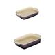 Le Creuset Steinzeug Auflaufform 2er Set rechteckig 24 x 32 cm & 13 x 18 cm, cassis