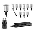 CLGarden BES-S1 10 LED Bodeneinbaustrahler Set warm weiß für innen und aussen Einbauleuchten Einbaulampen Bodenstrahler 1812, Silber/Warmweiß