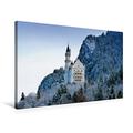 Calvendo Premium Textil-Leinwand 75 cm x 50 cm Quer, Neuschwanstein im Winter | Wandbild, Bild auf Keilrahmen, Fertigbild auf Echter Leinwand, Leinwanddruck Orte Orte