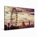 Calvendo Premium Textil-Leinwand 90 cm x 60 cm Quer London Eye & Big Ben | Wandbild, Bild auf Keilrahmen, Fertigbild auf Echter Leinwand, Leinwanddruck: London Skyline Orte Orte