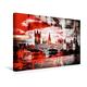 Calvendo Premium Textil-Leinwand 45 cm x 30 cm Quer, London Westminster Bridge und Rote Busse | Wandbild, Bild auf Keilrahmen, Fertigbild auf Echter Leinwand. Moderne Urbane Komposition Orte Orte