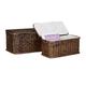 Relaxdays Truhe 2er Set geflochten Rattan eckig H x B x T: 26 x 50 x 29,5 cm stapelbare Korbtruhe mit herausnehmbarem Innenfutter waschbar ca. 28 L Rattantruhe atmungsaktiv und dekorativ, rotbraun