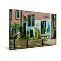 Calvendo Premium Textil-Leinwand 45 cm x 30 cm Quer, Amsterdam - Van Gogh Café/Prinsengracht | Wandbild, Bild auf Keilrahmen, Fertigbild auf Echter Leinwand, Leinwanddruck Orte Orte