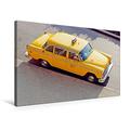 Calvendo Premium Textil-Leinwand 75 cm x 50 cm Quer, Klassiker: Ein Checker Yellow Cab in New York | Wandbild, Bild auf Keilrahmen, Fertigbild auf Echter Yellow Cab, New York, USA Orte Orte