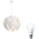 Philips myLiving Pendelleuchte Chiffon, 60 W, E27, weiß, 59 x 59 x 52,4 cm, inkl. Philips 3-in1 LED Lampe Sceneswitch