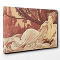 BIG Box Art Canvas Print 20 x 14 Inch (50 x 35 cm) Alphonse Mucha Peonies - Canvas Wall Art Picture Ready to Hang