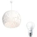 Philips myLiving Pendelleuchte Sandalwood, 60W, E27 Fassung, weiß, 80 x 80 x 36,4 cm, inkl. Philips 3-in1 LED Lampe SceneSwitch