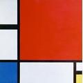 Legendarte Kunstdruck auf Leinwand. Komposition II mit Rot, Blau, Gelb und Schwarz. Bild von Piet Mondrian