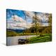 Calvendo Premium Textil-Leinwand 75 cm x 50 cm Quer Einsames Boot am Ziegelwaldsee bei Gengenbach | Wandbild, Bild auf Keilrahmen, Fertigbild auf Echter Leinwand, Leinwanddruck