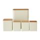 Premier Housewares 5pc Rhombus Storage Set, Bamboo Lid, Cream Metal