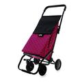 Garmol 75loop Auge C659 Einkaufstrolley, 4 Rollen 360 ° Drehbar klappbar, Stoff, Fuchsia, 45 x 33 x 112 cm