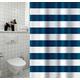 Cotexsa by MSV 142108 Premium Anti-Schimmel Textil Duschvorhang - Anti-Bakteriell mit 12 Duschvorhangringen - Polyester, „Marinera“ Blau, Weiß 180x200cm – Made in Spain