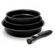 Backen Profi 181501 Easy Cook Kochtopf-Set aus 4 Pfannen Aluminium schwarz 30 x 32 x 9 cm