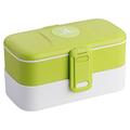 antom Lunchbox, Bento Box Behälter mit Besteck, BPA frei, doppelte stapelbar Boxen, auslaufsicher, Mikrowelle, Gefrierschrank & spülmaschinenfest (blau)