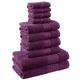 Dreamscene Luxus Weich 10 Stück Handtuch Bale Bad Geschenk-Set 100% ägyptische Baumwolle, Violett