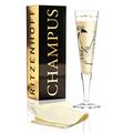 RITZENHOFF Champus Champagnerglas von Maya Franke, aus Kristallglas, 200 ml, mit edlen Gold- und Platinanteilen, inkl. Stoffserviette