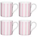 Kitchen Craft "Fine Stripe Kinder Kleine Tassen, Gemustert, 250 ml (Set von 4), Bone China Porzellan, weiß/Pink, 10,5 x 7,5 x 8,5 cm