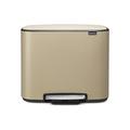 Brabantia Bo Treteimer 36 L Abfalleimer, Metall, Mineral Golden Beach, 54 x 36.5 x 44 cm