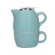 La Kaffeebereiter Barcelona Kollektion Tea for One Keramik Tee Tasse und Teekanne-Set – Retro Blau