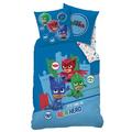 pjmasks Friends Bettwäsche Bettbezug + Kissenbezug, Polyester, blau, 200 x 140 cm