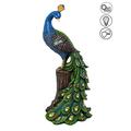 ABC Home Garden Majestätischer Pfau  Solarleuchte  Gartenfigur  Gartendeko  LED  Solarbetrieben  EIN-& Ausschalter  Lichtsensor, Polyresin, Kunststoff, Mehrfarbig, 50 cm