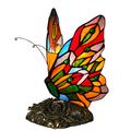 World Art TW60003 Schmetterling Nachttischlampen tischlampe glas im tiffany-stil handwerk, 23x15x16 cm, Multifarbiert