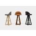 ARTLESS X3 Swivel 38" Bar Stool Wood/Upholstered/Leather/Genuine Leather in White/Yellow/Brown | 38 H x 19 W x 18 D in | Wayfair A-X3-SS-L-T-BWO-B