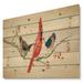 East Urban Home Red Farmhouse Bird on Branch - Modern Farmhouse Print on Natural Pine Wood Metal in Brown/Red | 30 H x 40 W x 0.78 D in | Wayfair