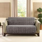 Sure Fit Deluxe Comfort Quilted Armless Box Cushion Loveseat Slipcover Polyester in Black/Brown | 84 H x 52 W in | Wayfair 122811120P041SFLOVE