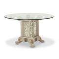 Michael Amini Platine de Royale Pedestal Dining Table Wood/Glass in Brown | 30.75 H x 54 W x 54 D in | Wayfair N09001RNDGL54-201