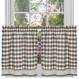 August Grove® Jarrett Plaid Ruffled 58" Kitchen Curtain Polyester in Brown | 24 H x 58 W x 1.5 D in | Wayfair B1719BF2E76249A4A1190A1E498F6DFA