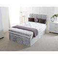 Complete Silver Crushed Divan Bed Set with Mattress and Headboard (3.0FT Single)