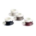 Royal Doulton 40032925 40032925-Espresso Saucer Set, 1815 Coffee Studio Small Plate & Stackable Cup Set of 4-for Espresso, Mocha Better Heat Retention, 110ml Each, Porcelain, 3.7 Fluid_Ounces, Mixed