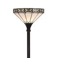 Zhimei Tiffany Style Torchiere Uplight Floor Lamp, Stained Glass, Ivory, 175