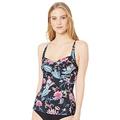 Seafolly Women's Twist Front Soft Cup Halter Tankini Swimsuit Top, Water Garden Black, 8