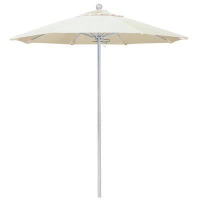 California Umbrella ALTO 758 SUNBRELLA 1A Venture 7 1/2' Round Push Lift Umbrella with 1 1/2" Matte White Aluminum Pole - Sunbrella 1A Canopy - Canvas Fabric
