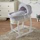 FYLO Grey Waffle White Wicker Moses Basket with White Rocking Stand