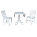 Canora Grey Sakamoto 3 Piece Drop Leaf Solid Wood Dining Set Wood in White | 29.5 H in | Wayfair E5A8073A009740A6A8654FECFEE36C2D