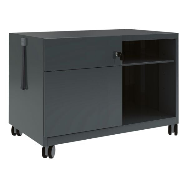 Bisley Stahl-Rollcontainer »Note Caddy« mit Hängeregistraturschub und offene Fächer lin grau, 80x56.3x49 cm