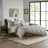 Masie King/Cal King 3 Piece Elastic Embroidered Cotton Comforter Set - INK+IVY II10-1045