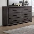 Ivy Bronx Azjah 6 Drawer Double Dresser Wood in Brown/Gray | 58 W x 16.38 D in | Wayfair 8BA3C388F3254BA89042BE0BA461A3C3