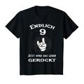 Kinder Endlich 9 jetzt wird das Leben gerockt Kindergeburtstag T-Shirt