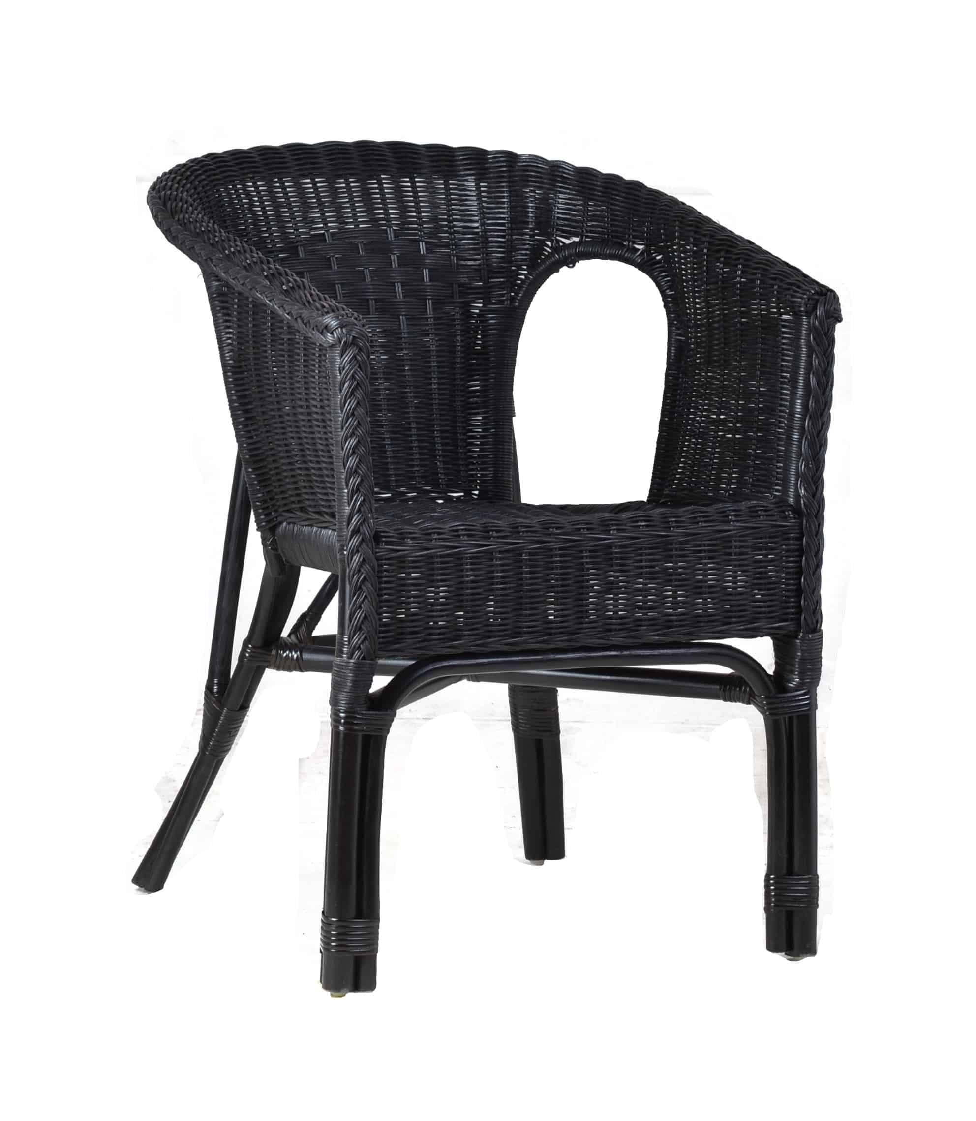 MiaMöbel Rattanstuhl 'Mina' schwarz Rattan Landhaus