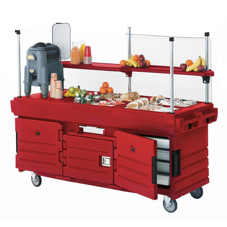 Cambro KVC856158 CamKiosk® Hot Red Customizable Vending Cart with 6 Pan Wells