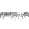 Shore 4 Piece Outdoor Patio Aluminum Sectional Sofa Set EEI-2563-SLV-GRY