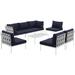Harmony 8 Piece Outdoor Patio Aluminum Sectional Sofa Set EEI-2625-WHI-NAV-SET