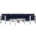 Shore 4 Piece Outdoor Patio Aluminum Sectional Sofa Set EEI-2559-SLV-NAV