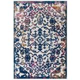 Reflect Primrose Distressed Vintage Ornate Floral Lattice 8x10 Indoor and Outdoor Area Rug R-1179B-810