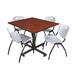 "Kobe 48"" Square Breakroom Table in Cherry & 4 'M' Stack Chairs in Grey - Regency TKB4848CH47GY"