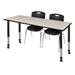 "Kee 60"" x 24"" Height Adjustable Mobile Classroom Table in Maple & 2 Andy 18-in Stack Chairs in Black - Regency MT6024PLAPCBK40BK"